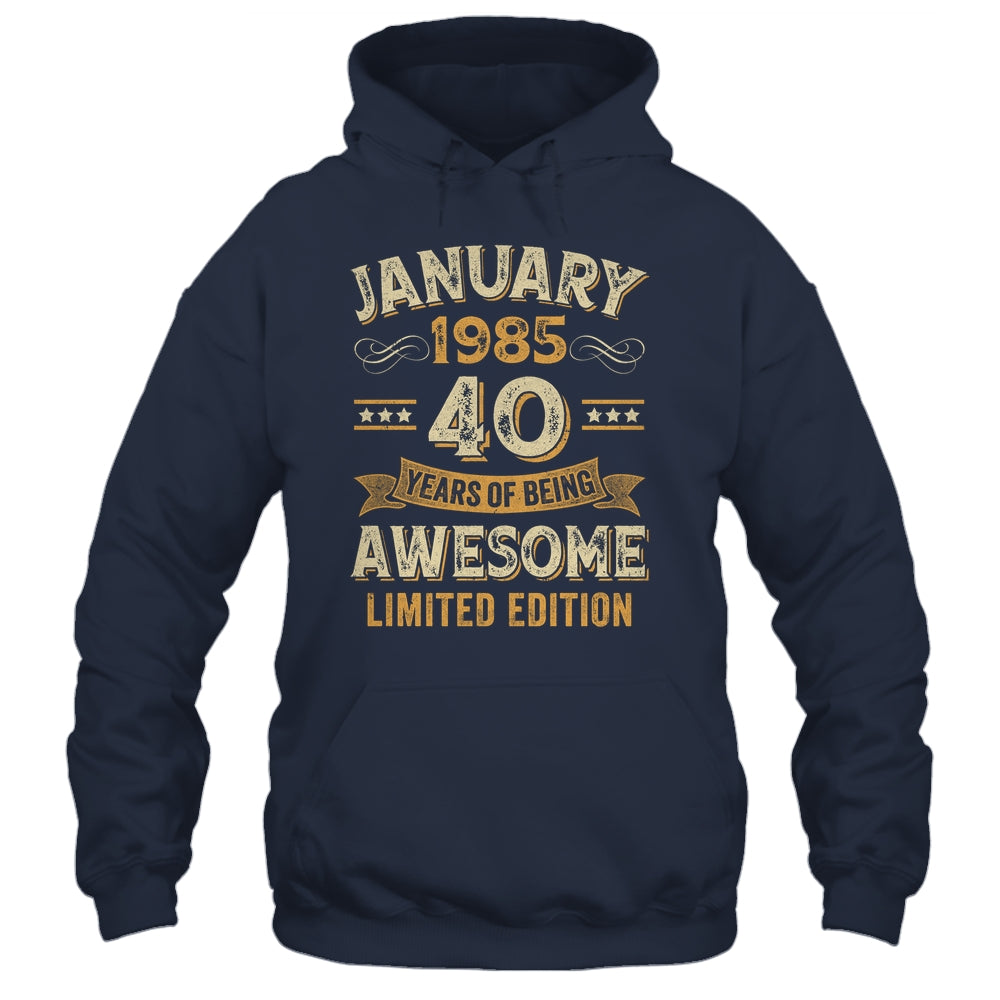 40 Years Awesome Vintage January 1985 40th Birthday Shirt & Hoodie | teecentury