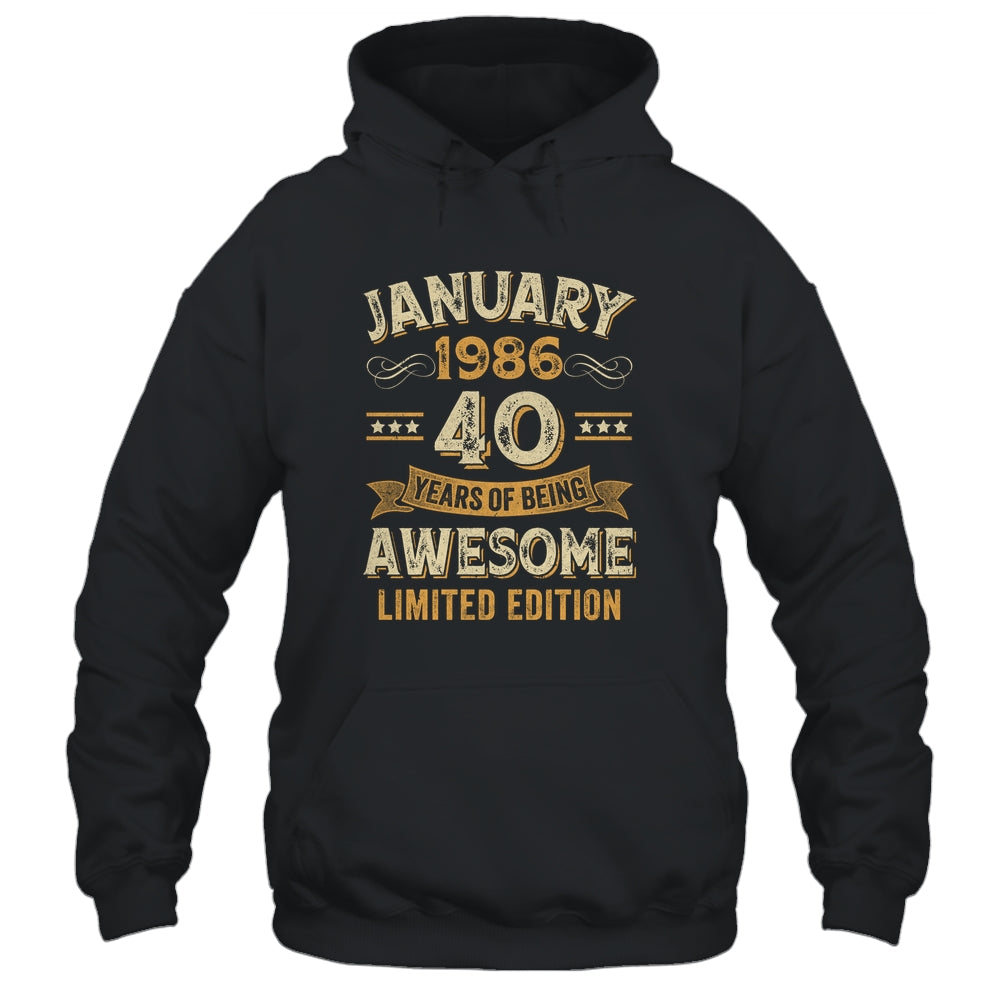 40 Years Awesome Vintage January 1986 40th Birthday Shirt & Hoodie | teecentury