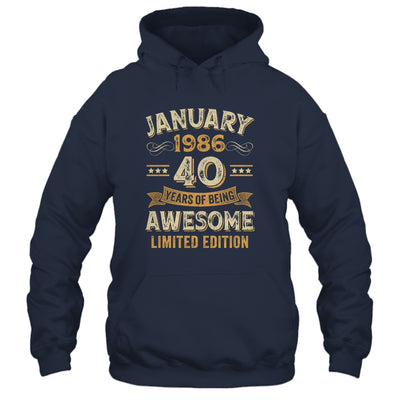 40 Years Awesome Vintage January 1986 40th Birthday Shirt & Hoodie | teecentury