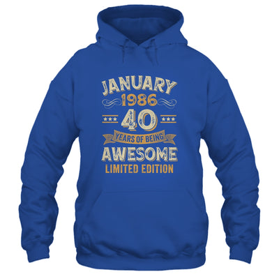 40 Years Awesome Vintage January 1986 40th Birthday Shirt & Hoodie | teecentury