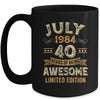 40 Years Awesome Vintage July 1984 40th Birthday Mug | teecentury