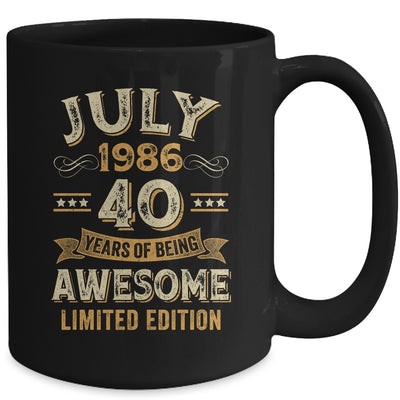 40 Years Awesome Vintage July 1986 40th Birthday Mug | teecentury