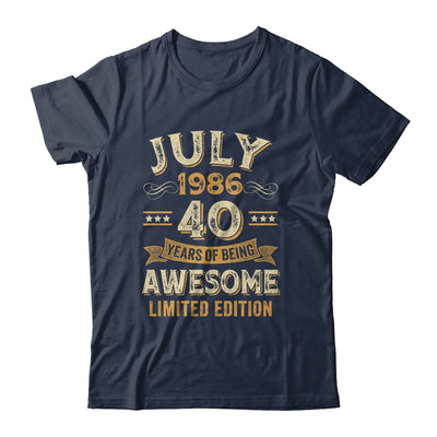 40 Years Awesome Vintage July 1986 40th Birthday Shirt & Hoodie | teecentury