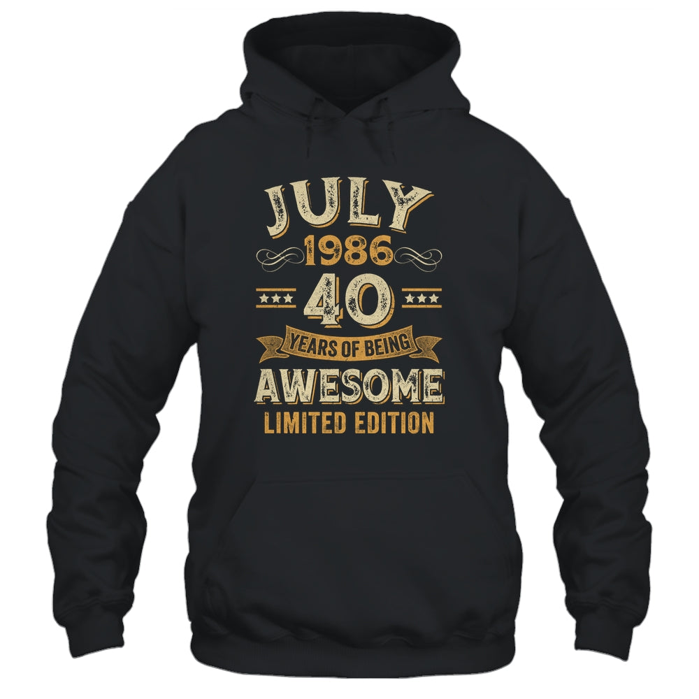 40 Years Awesome Vintage July 1986 40th Birthday Shirt & Hoodie | teecentury