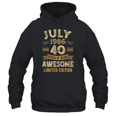40 Years Awesome Vintage July 1986 40th Birthday Shirt & Hoodie | teecentury