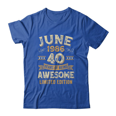 40 Years Awesome Vintage June 1986 40th Birthday Shirt & Hoodie | teecentury