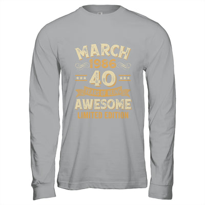 40 Years Awesome Vintage March 1986 40th Birthday Shirt & Hoodie | teecentury