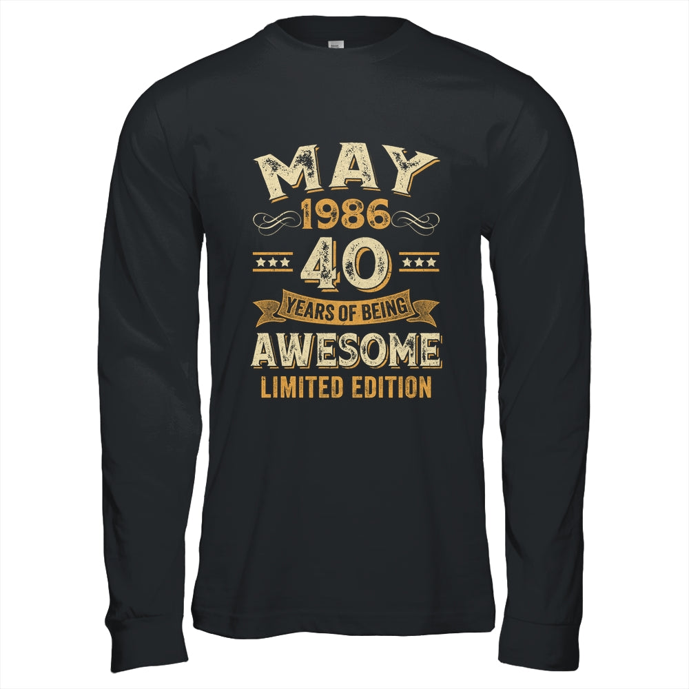 40 Years Awesome Vintage May 1986 40th Birthday Shirt & Hoodie | teecentury
