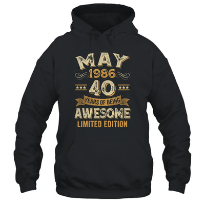 40 Years Awesome Vintage May 1986 40th Birthday Shirt & Hoodie | teecentury