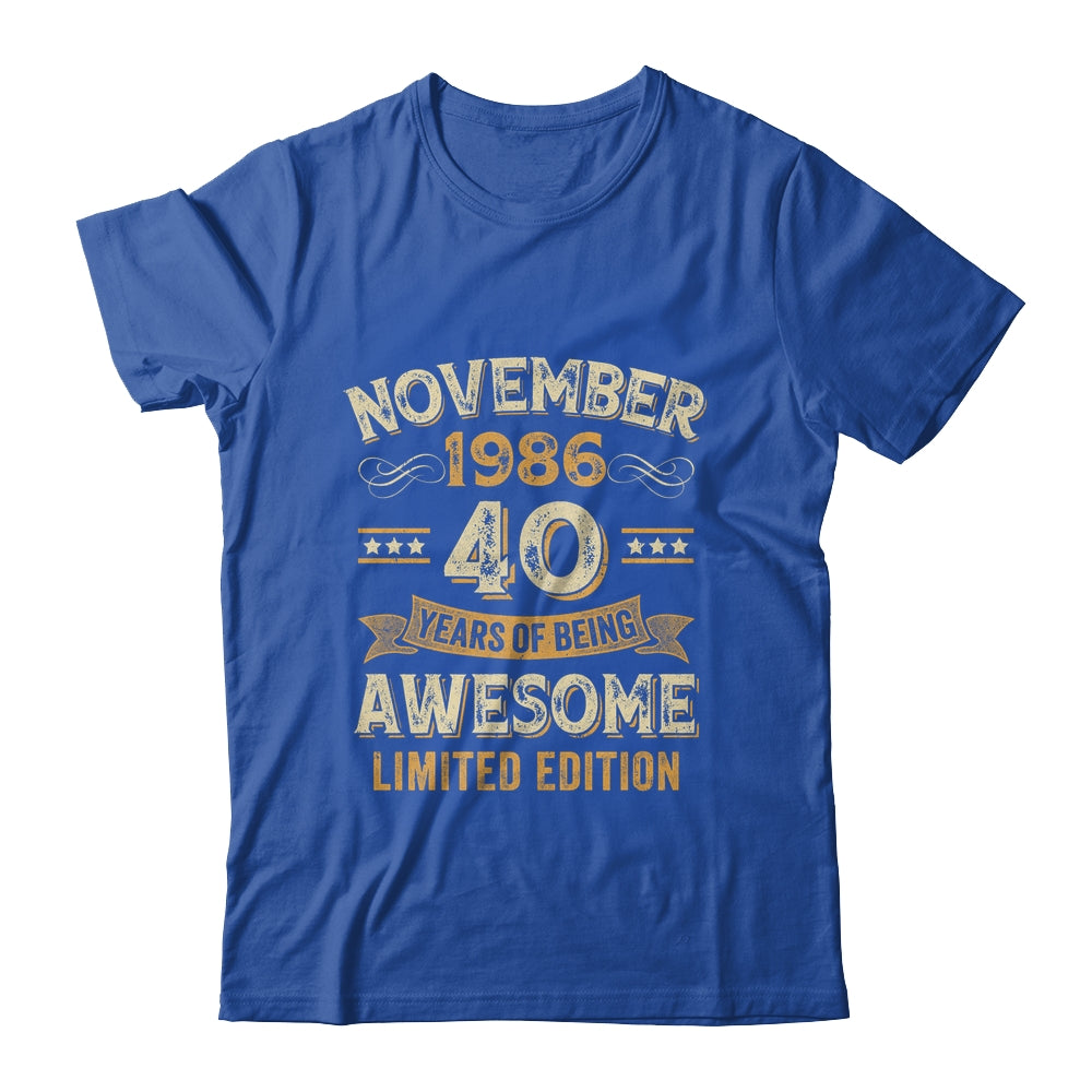 40 Years Awesome Vintage November 1986 40th Birthday Shirt & Hoodie | teecentury