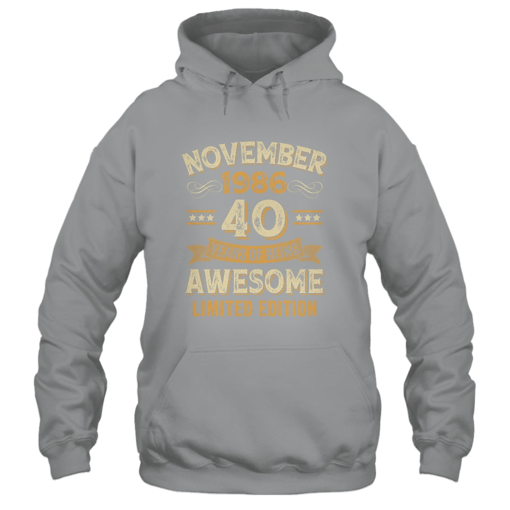 40 Years Awesome Vintage November 1986 40th Birthday Shirt & Hoodie | teecentury