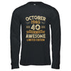 40 Years Awesome Vintage October 1985 40th Birthday Shirt & Hoodie | teecentury