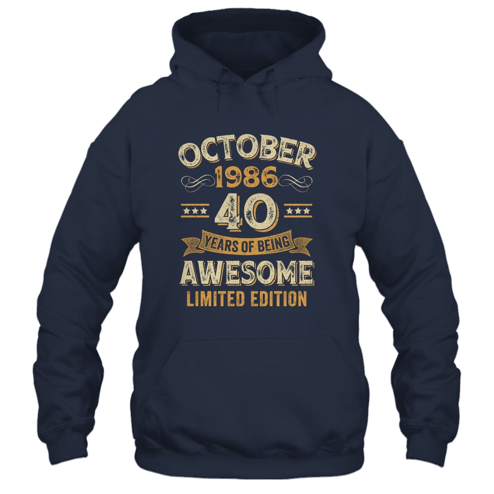 40 Years Awesome Vintage October 1986 40th Birthday Shirt & Hoodie | teecentury