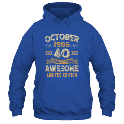 40 Years Awesome Vintage October 1986 40th Birthday Shirt & Hoodie | teecentury