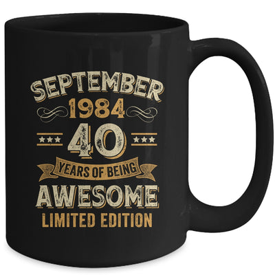 40 Years Awesome Vintage September 1984 40th Birthday Mug | teecentury