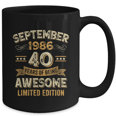 40 Years Awesome Vintage September 1986 40th Birthday Mug | teecentury