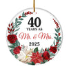 40th Wedding Anniversary Ornament Married 40 Years As Mr and Mrs For Couples Christmas Husband Wife Wedding Gift Holiday Decoration Christmas Tree Ornament | teecentury