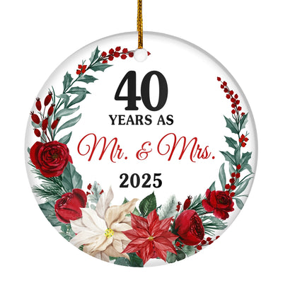40th Wedding Anniversary Ornament Married 40 Years As Mr and Mrs For Couples Christmas Husband Wife Wedding Gift Holiday Decoration Christmas Tree Ornament | teecentury