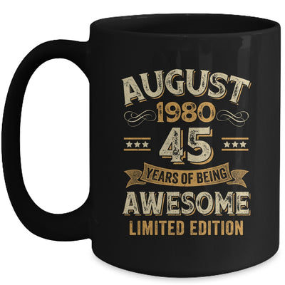 45 Years Awesome Vintage August 1980 45th Birthday Mug | teecentury