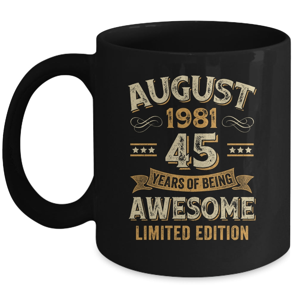 45 Years Awesome Vintage August 1981 45th Birthday Mug | teecentury
