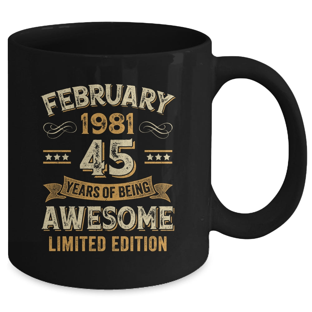 45 Years Awesome Vintage February 1981 45th Birthday Mug | teecentury