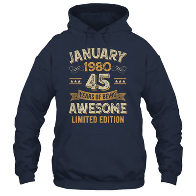 45 Years Awesome Vintage January 1980 45th Birthday Shirt & Hoodie | teecentury