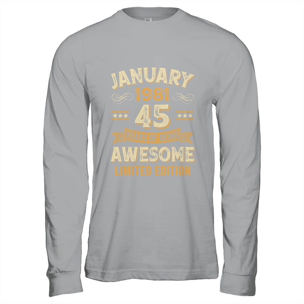 45 Years Awesome Vintage January 1981 45th Birthday Shirt & Hoodie | teecentury