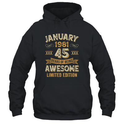 45 Years Awesome Vintage January 1981 45th Birthday Shirt & Hoodie | teecentury