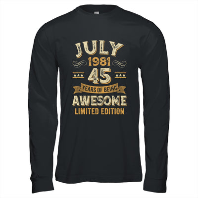 45 Years Awesome Vintage July 1981 45th Birthday Shirt & Hoodie | teecentury