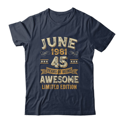 45 Years Awesome Vintage June 1981 45th Birthday Shirt & Hoodie | teecentury