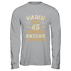 45 Years Awesome Vintage March 1980 45th Birthday Shirt & Hoodie | teecentury