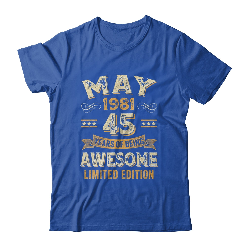 45 Years Awesome Vintage May 1981 45th Birthday Shirt & Hoodie | teecentury
