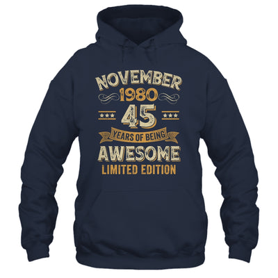 45 Years Awesome Vintage November 1980 45th Birthday Shirt & Hoodie | teecentury