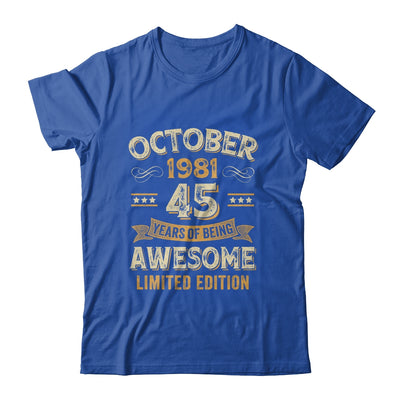 45 Years Awesome Vintage October 1981 45th Birthday Shirt & Hoodie | teecentury
