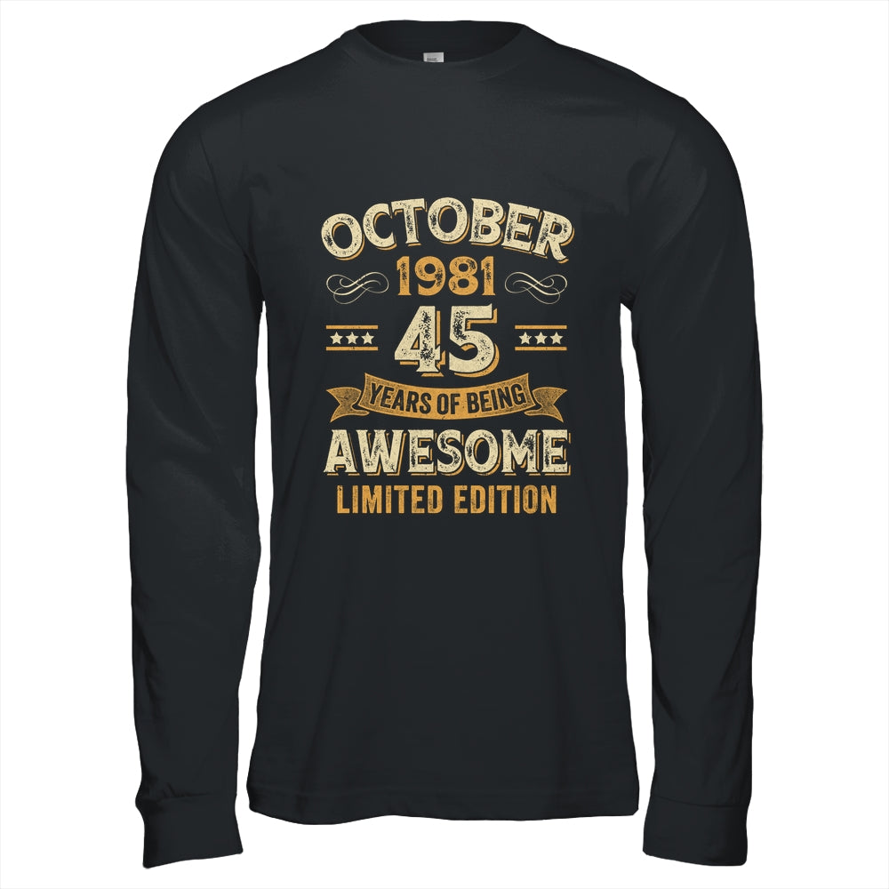 45 Years Awesome Vintage October 1981 45th Birthday Shirt & Hoodie | teecentury