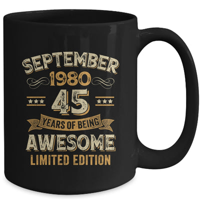 45 Years Awesome Vintage September 1980 45th Birthday Mug | teecentury