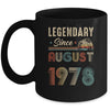 45 Years Old Legendary Since August 1978 45th Birthday Mug | teecentury