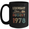 45 Years Old Legendary Since August 1978 45th Birthday Mug | teecentury
