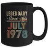 45 Years Old Legendary Since July 1978 45th Birthday Mug | teecentury