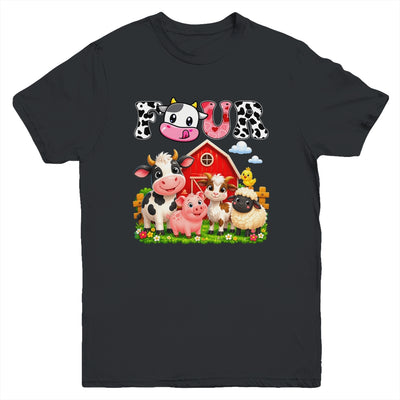 4Th Birthday Two Years Old Farm Theme Party Cow Birthday Youth Shirt | teecentury