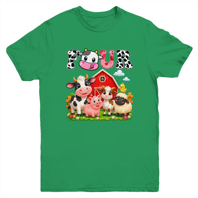4Th Birthday Two Years Old Farm Theme Party Cow Birthday Youth Shirt | teecentury