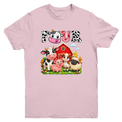 4Th Birthday Two Years Old Farm Theme Party Cow Birthday Youth Shirt | teecentury