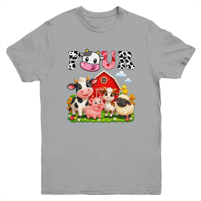 4Th Birthday Two Years Old Farm Theme Party Cow Birthday Youth Shirt | teecentury