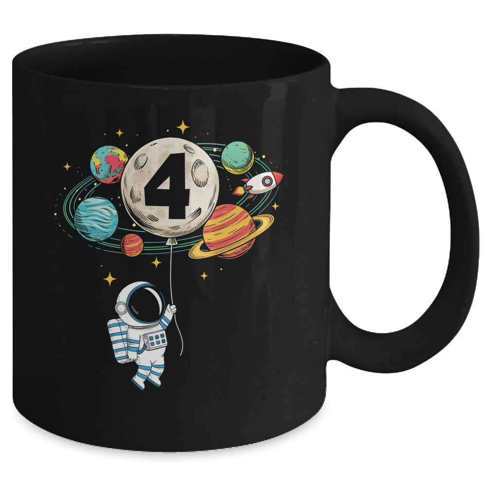 4 Years Old Birthday Boy Astronaut Space 4th Birthday Mug | teecentury