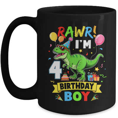 4 Years Old Boy 4th Birthday Boy T Rex Dinosaur Mug | teecentury