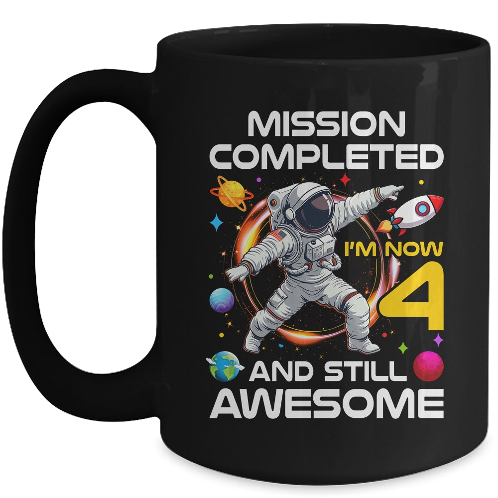 4th Birthday Astronaut 4 Years Old Outer Space Birthday Mug | teecentury