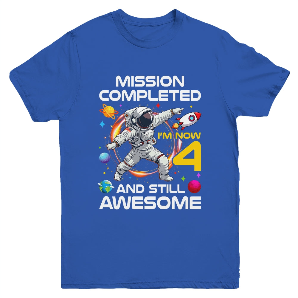 4th Birthday Astronaut 4 Years Old Outer Space Birthday Youth Shirt | teecentury