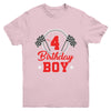4th Birthday Boy Race Car Birthday Racing Car Flag Youth Shirt | teecentury