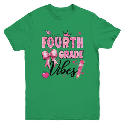 4th Fourth Grade Vibes Back To School Coquette Teacher Girl Youth Shirt | teecentury