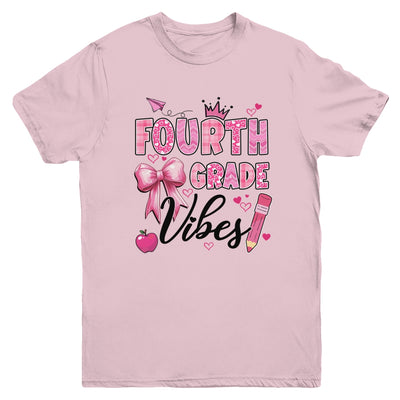4th Fourth Grade Vibes Back To School Coquette Teacher Girl Youth Shirt | teecentury